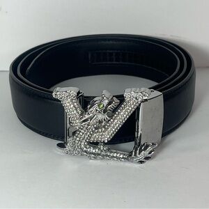 Black Belt with Silver Dragon Buckle